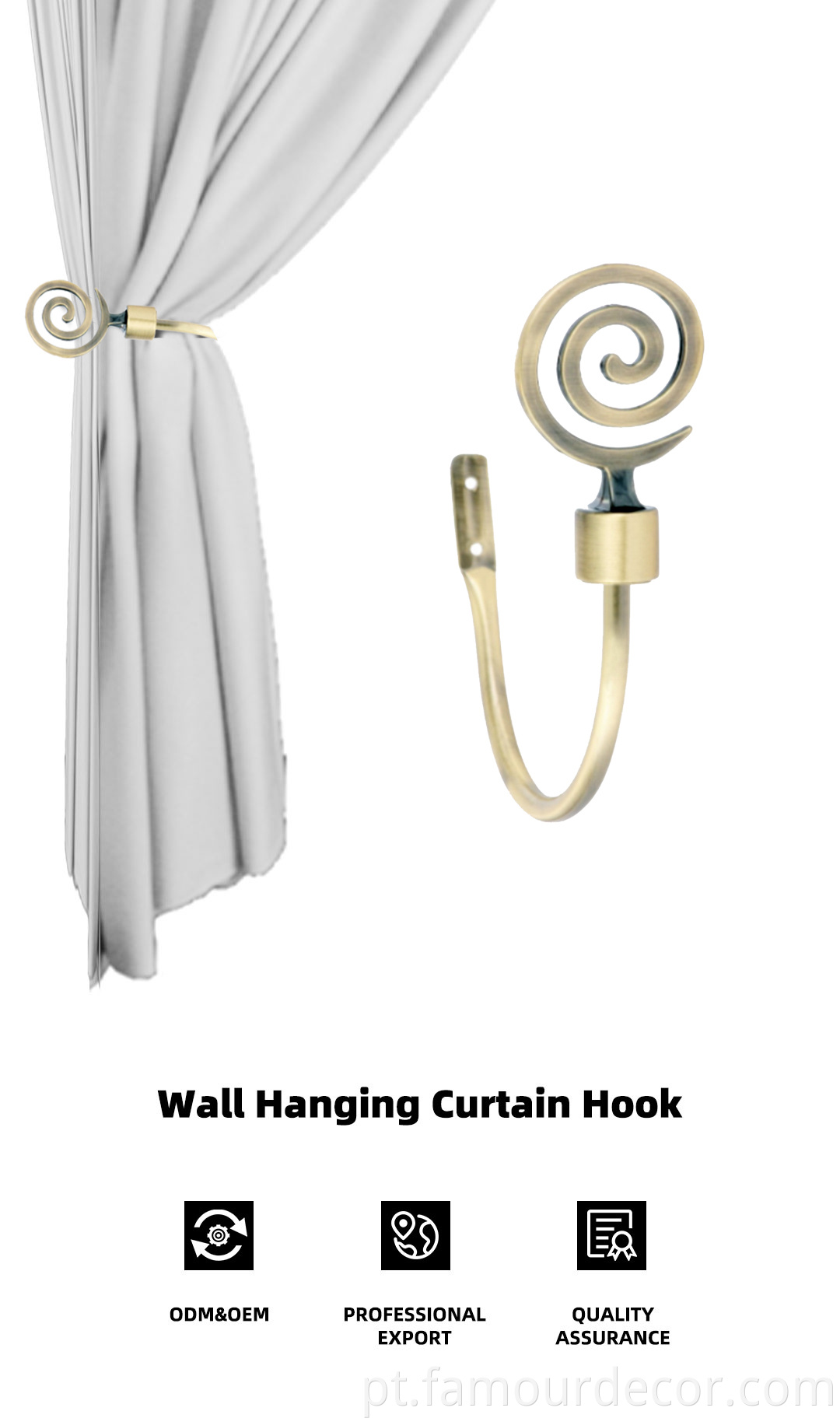 Direct sale antique style curtain tie back hook